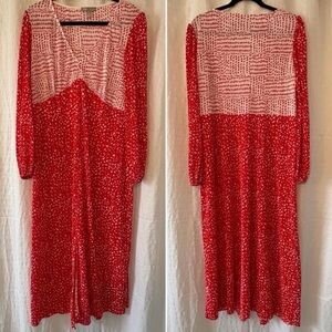 ASOS Red Patterned Plisse Women's Midi Dress 16